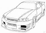 Gtr Furious R32 Jdm Desenhos R34 Colorir Coloringhome Autos 350z Drawed Diesel Supra Furiosos Educative Velozes Coloriages Lápiz Camiones Véhicule sketch template