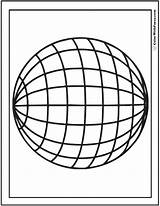 Sphere Coloring Pages Printable Shape Template Globe Color Latitude Spheres sketch template
