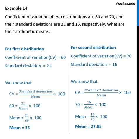 calculate coefficient  variation calculate  standard deviation  coefficient