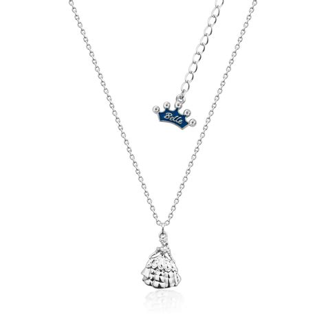 disney couture beauty   beast princess belle necklace junior white gold