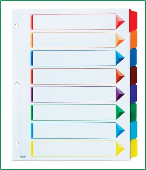 printable divider tabs template