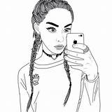 Drawings Drawing Outline Girl Cool Swag People Girls Tumblr Ghetto Cute Outlines Selfie Dibujos Coloring Draw Pages Sketches Clipartmag Braids sketch template