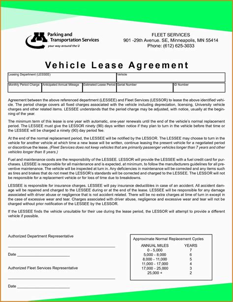 vehicle rental agreement forms  printable