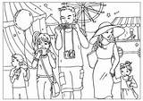 Coloring Family Vacation Pages Kids sketch template