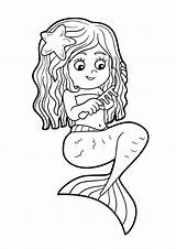 Mermaid Coloring Pages Little Girls Activities Easy Cute Printable Kids Pretty Activity sketch template