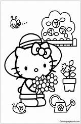 Kitty Hello Pages Coloring Flowers Color Drawing Colouring Cliparts Picking Castle Gardening Sheets Sand Kids Mickey Favorites Choose Board Add sketch template
