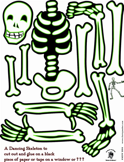 printable skeleton template cut  clipart