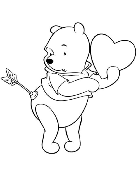 winnie  pooh holding  arrow  heart shaped balloon   hand