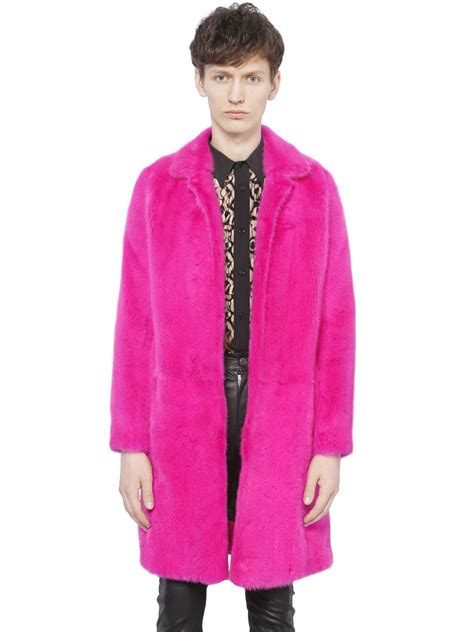 saint laurent mink fur coat  pink  men lyst