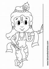 Kids Krishna Coloring Cartoon Drawing Pages Gods Hindu Drawings Sketch Little Lord Goddesses Printable Mythology Baby Cute Shri Sri Line sketch template