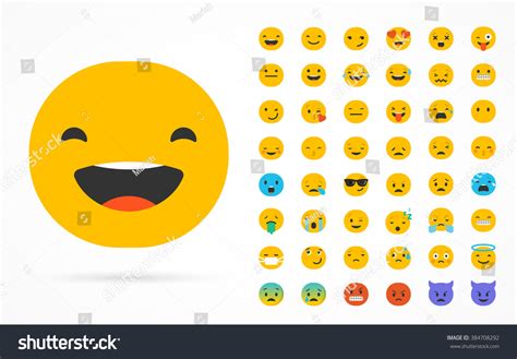 set  emoticons emoji isolated  white background flat illustration