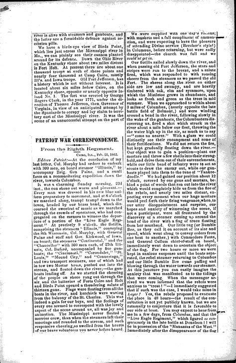 patriot war correspondence newspaper article clipping wisconsin