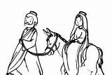 Donkey Joseph Mary Coloring Pages Nativity Riding sketch template