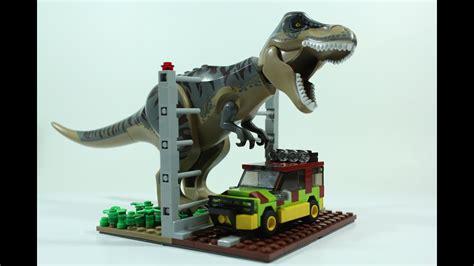 lego  rex breakout scene jurassic park youtube