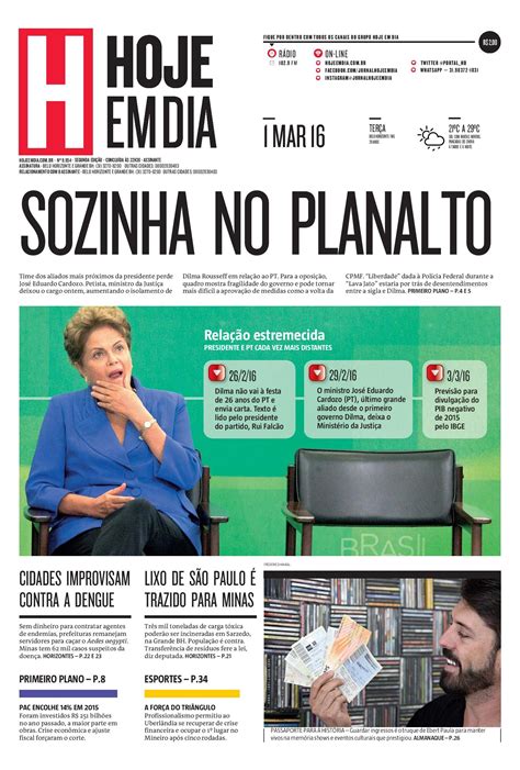 capa do dia 01 03 2016 hojeemdia jornal notícias news newspaper
