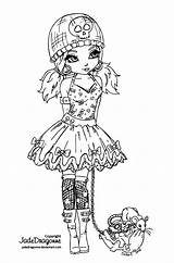 Coloring Pages Gothic Adult Goth Girl Anime Deviantart Lolita Chibi Jadedragonne Lineart Color Colouring Printable Jade Print Dragonne Sci Fi sketch template