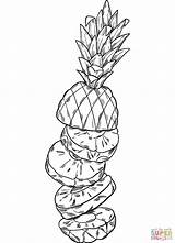 Pineapple Ananas Krojony Plasterki Kolorowanka Supercoloring Kolorowanki Drukuj sketch template