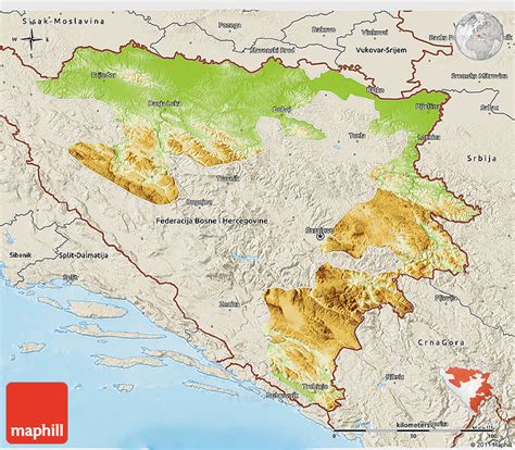 Physical 3d Map Of Republika Srpska Shaded Relief Outside Free