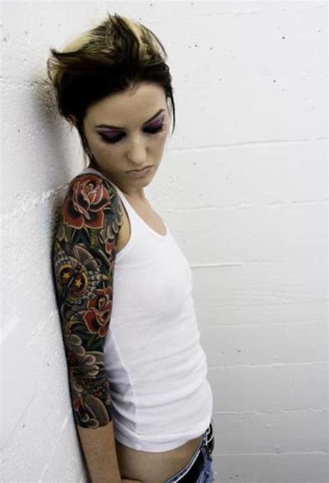 Flower Black Grey Sleeve Sleeve Tattoos For Women Floral Tattoo