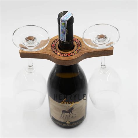 Colored Pencil Wine Bottle Holder With 2 Long Stem Glasses