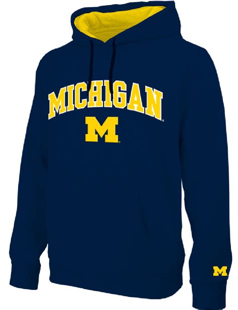 ncaa michigan wolverines blue embroidered college classic hoodie