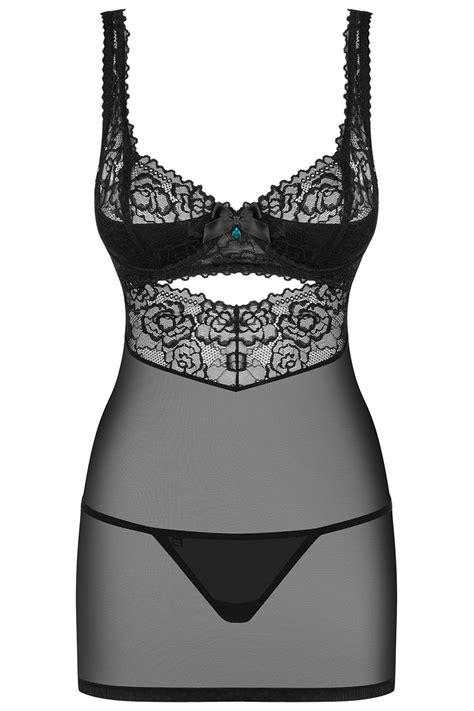 Obsessive Lace Sexy Nightdress And Thong 867 Che 1 Black
