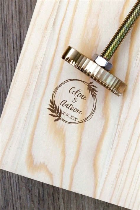 custom  wood branding iron  wedding initials wood etsy