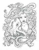 Coloring Digital Pages Adults Mermaid Beautiful Adult Octopus Getcolorings Etsy Tentacle sketch template