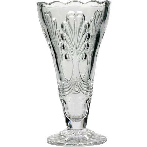 Vintage Art Deco Glass Vase Pressed Crystal European Large From