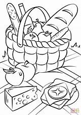 Coloring Picnic Food Pages Basket Printable Drawing Dot sketch template