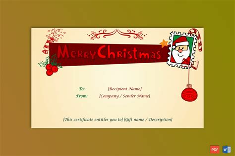 christmas gift certificate template jolly gct