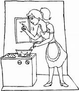 Kitchen Coloring Pages Cooking Mother Drawing Utensils Mom Color Getcolorings Printable Getdrawings sketch template