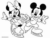 Mickey Coloring Minnie Mouse Pages Ice Skating Friends Disney Color Goofy Daisy Pluto sketch template