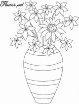 Pot Flower Coloring Flowers Vase Pages Drawing Printable Plant Drawings Pots Flowerpot Vases Colour Roses Sheet Simple Getdrawings Painting Print sketch template