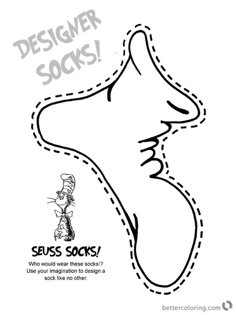 fox  socks  dr seuss coloring pages designer socks printable dr