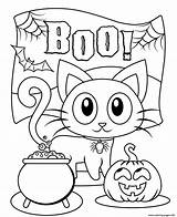Coloring Cat Pages Boo Cute Halloween Kids Printable Chat Print Colorings Info Choose Board sketch template