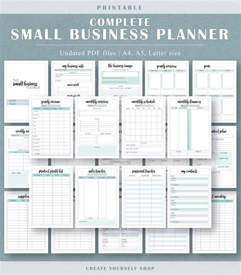 small business planner printable business planner business etsy