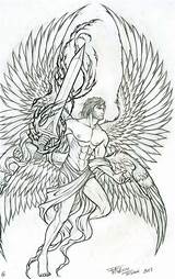 Tattoo Archangel Drawings Outline Michael Tattoos Angel Google Archangels St Coloring Warrior Guardian Drawing Designs Pages Angle Search Religious Tattoodaze sketch template