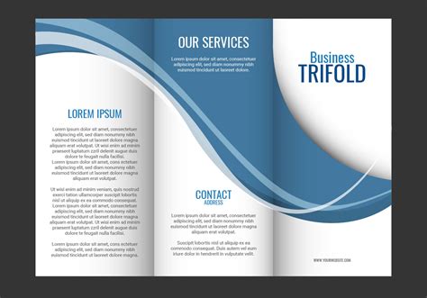 template design  blue wave trifold brochure   vector art stock graphics images