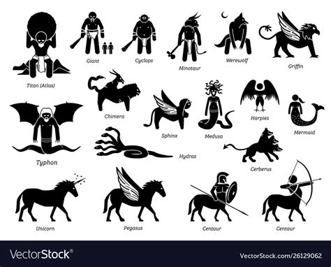 ancient greek mythology monsters  creatures vector image