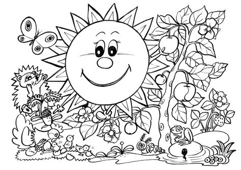 spring coloring pages sunny garden  printable coloring pages