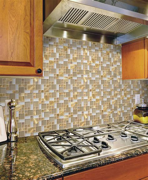glass metal gold color backsplash tile