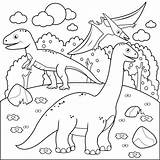Dinosaurios Dinosaurs Dinozaury Kolorowanki Druku Kolorowanka Dinosaurio Prehistoric Paisaje Prehistoryczny Dinozaurami Krajobraz Dinozaur Colorare Dinosauri Paesaggio Preistorico sketch template