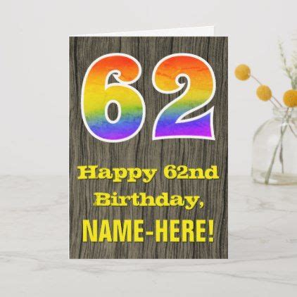 birthday rustic faux wood  rainbow  card zazzle
