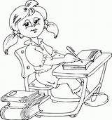 Sitting Desk Coloring Schoolgirl Pages رسومات Yahoo Search مدرسيه Cool Colouring Coloriage Choose Board sketch template