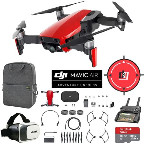dji mavic air flame red drone combo  wi fi quadcopter  remote
