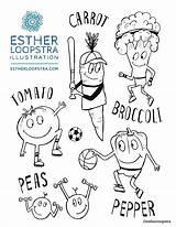 Coloring Veggie Pages Downloadable Esther sketch template