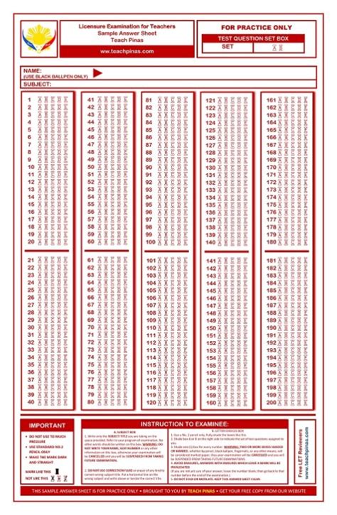 scantron sheet printable