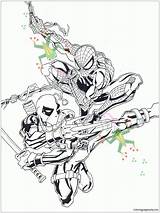 Deadpool Pages Spider Man Coloring Color Print sketch template