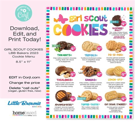 lbb girl scout cookie menu   brownie bakers etsy